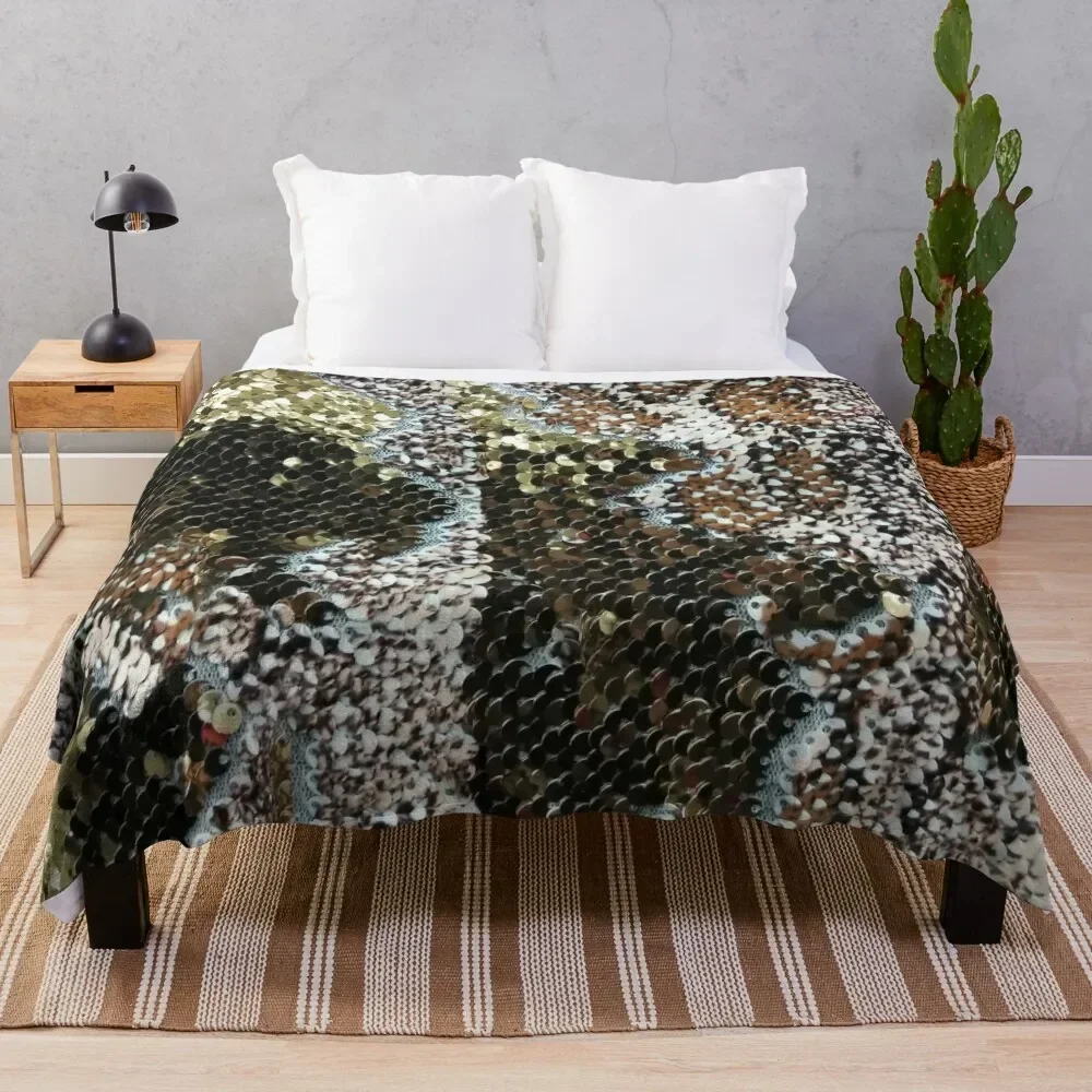 Sequins in Snake Skin Pattern Throw Blanket Travel Sleeping Bag christmas gifts warm winter Blankets