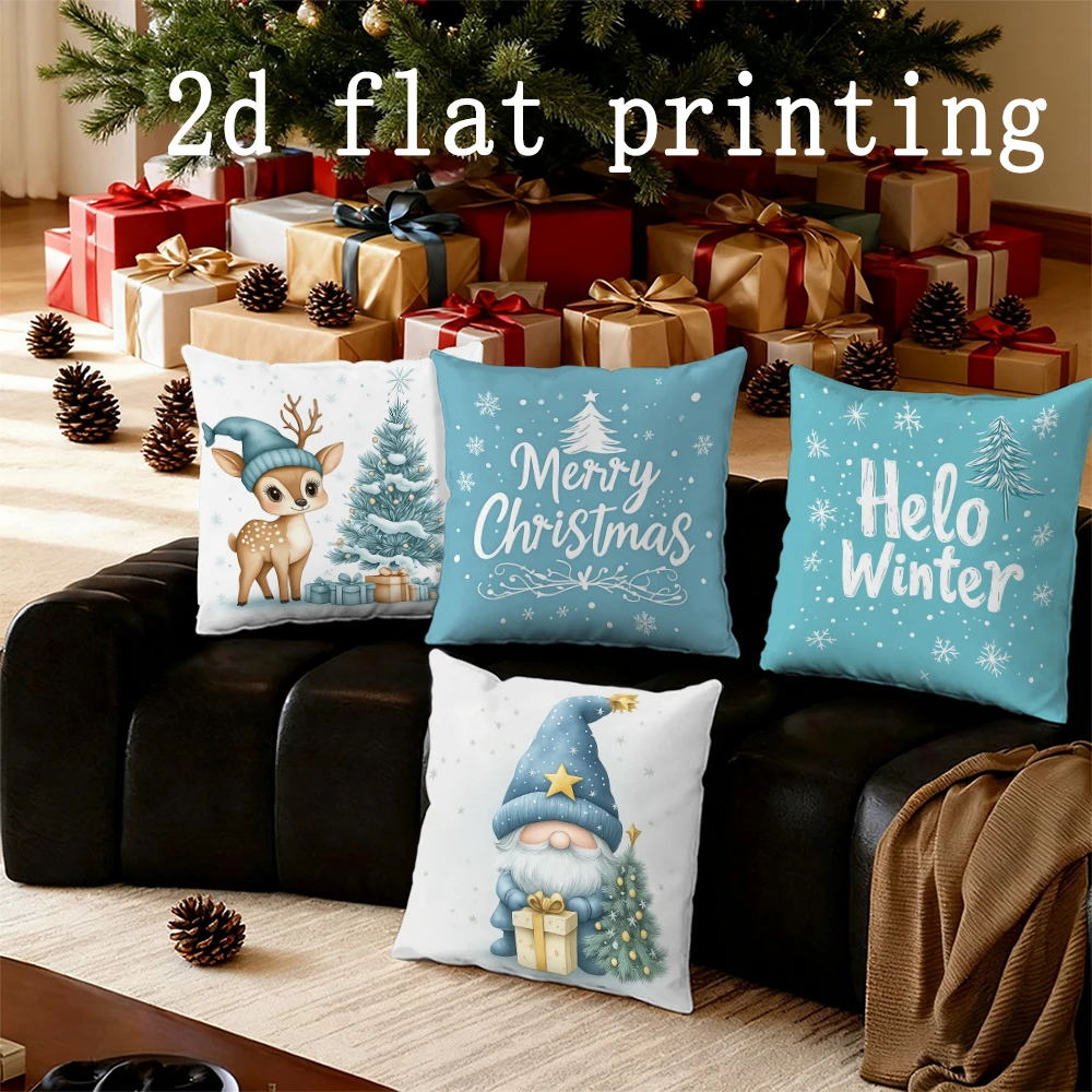 

Home Decor Christmas-Themed Cute Pillow Covers for Home Pattern Cushion Cover Suitable for Sofa Bedroom Car Pillow Cover