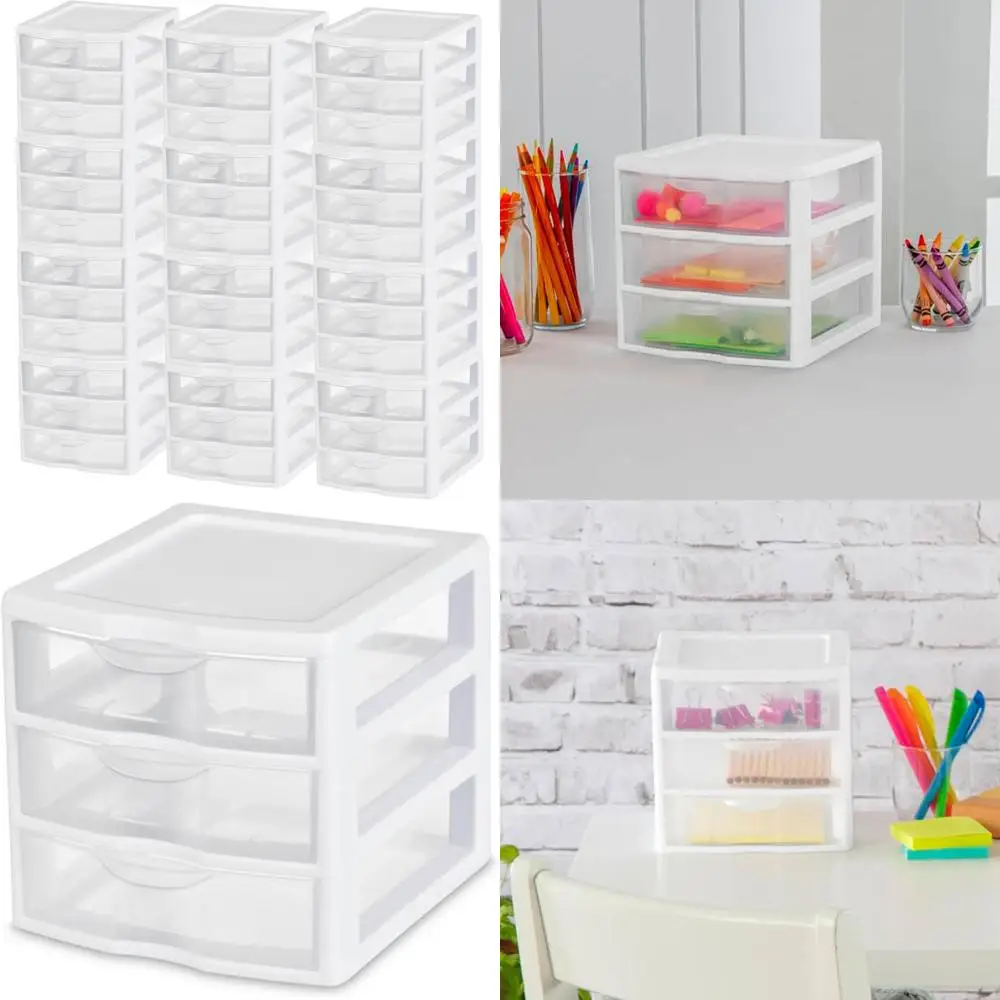 

3-Drawer ClearView Small Plastic Storage Organizer with 12 Drawers, White - Storage Drawer Containers for Bathroom, Office, and