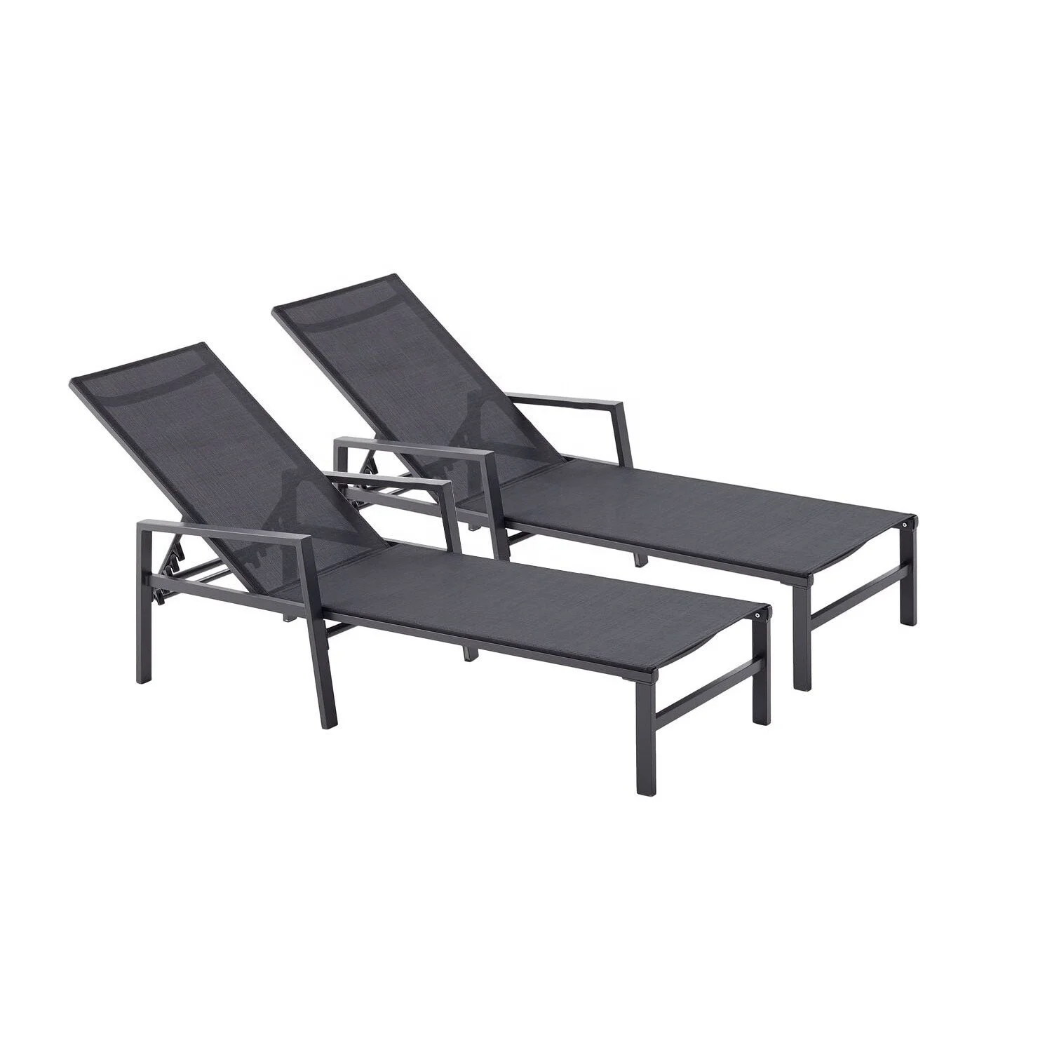 

Aluminum Outdoor Reclining Chaise Lounge All Flat 5 Positions Patio Chaise Lounge Chairs with Armrests All Weather for Outdoor