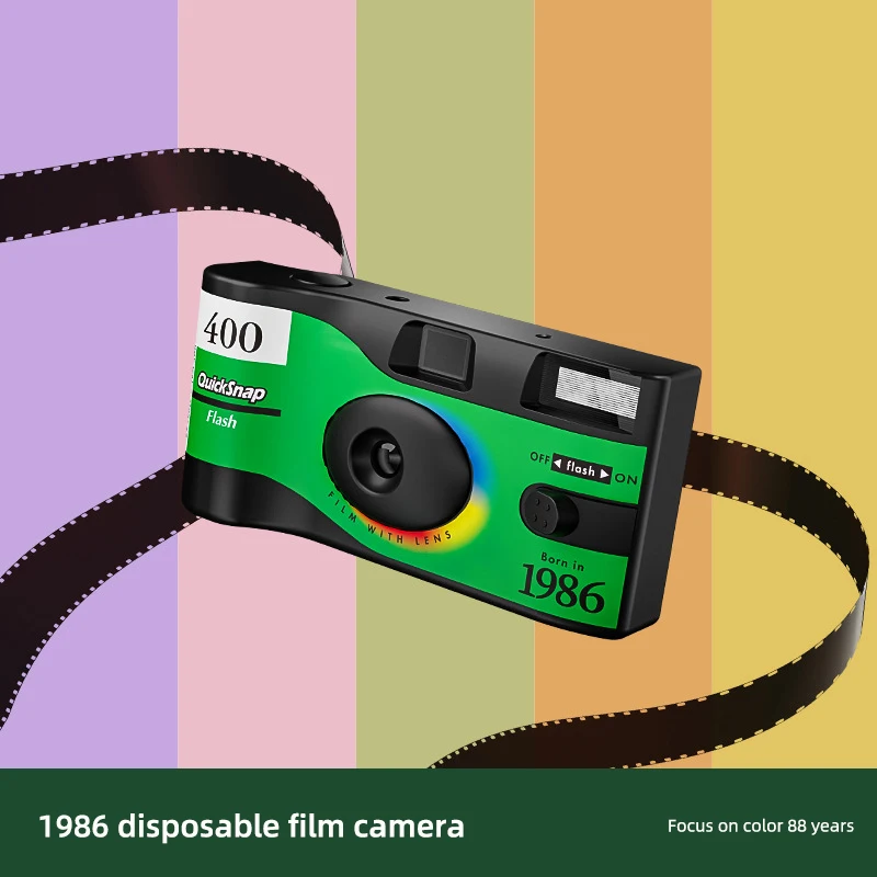كاميرا فيلم Fujifilm 135 مع حساسية فلاش 400 درجة يمكن التقاط 27 صورةًا كاميرا فيلم Fujifilm Quicksnap للاستعمال مرة واحدة