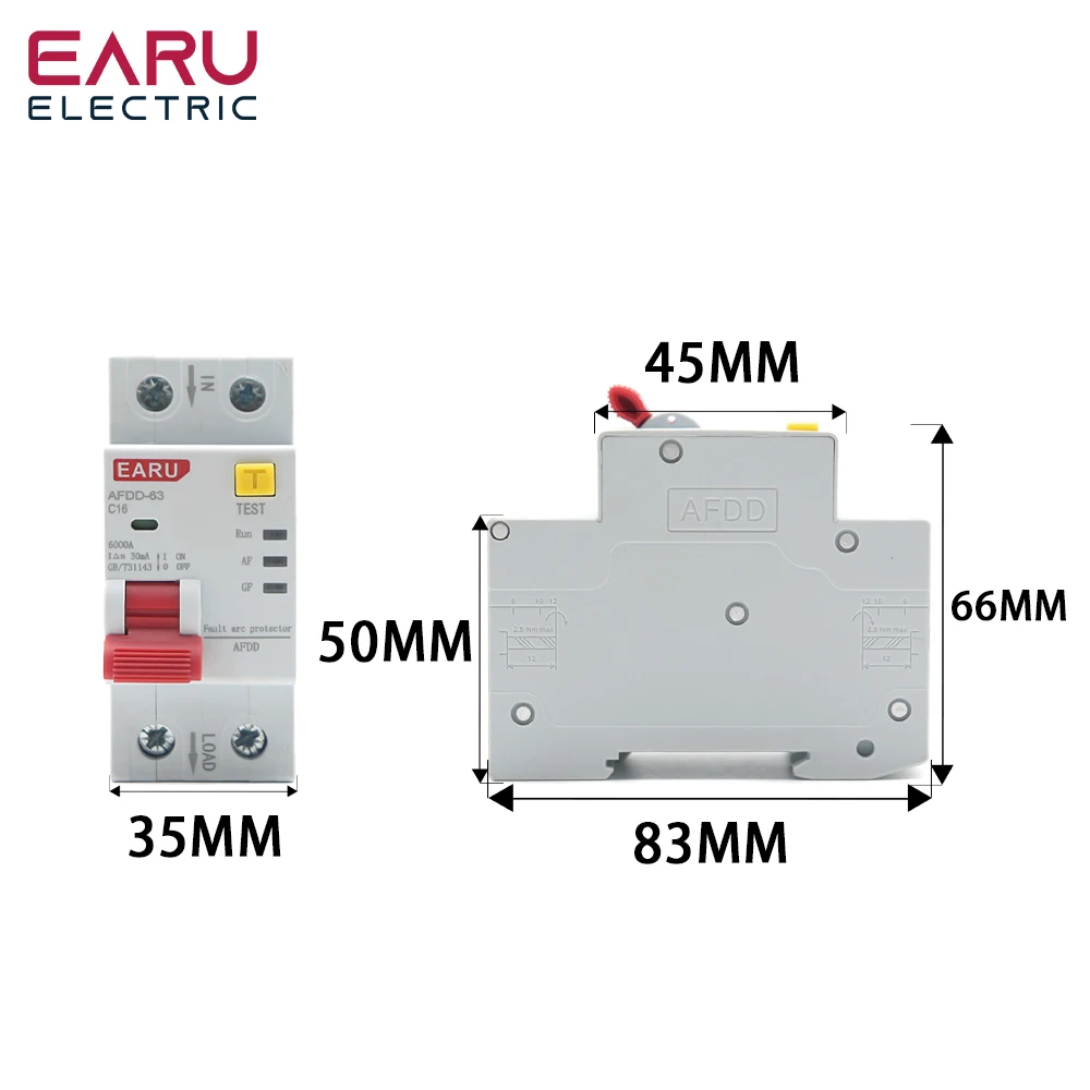 2P AFDD-63 AFCI Arc Fault Protector Device Circuit Breaker Interrupte Overload Earth Leakage Short Circuit Voltage Protection