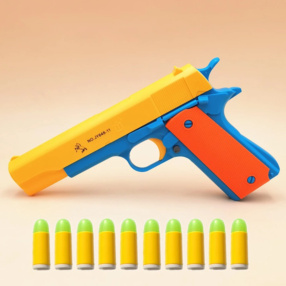 New M1911 Glock Gun Toys Children'S Toy Soft Bullet Gun Pistol Can Throw The Shell Hand Pull Model Simulation Gun Boys Gifts