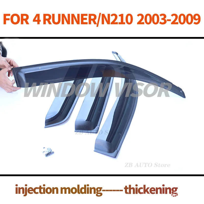 For   4 RUNNER 2003-2009  Window visors  Rain water prevention; Covering the sunlight; Anti fog; Snow prevention