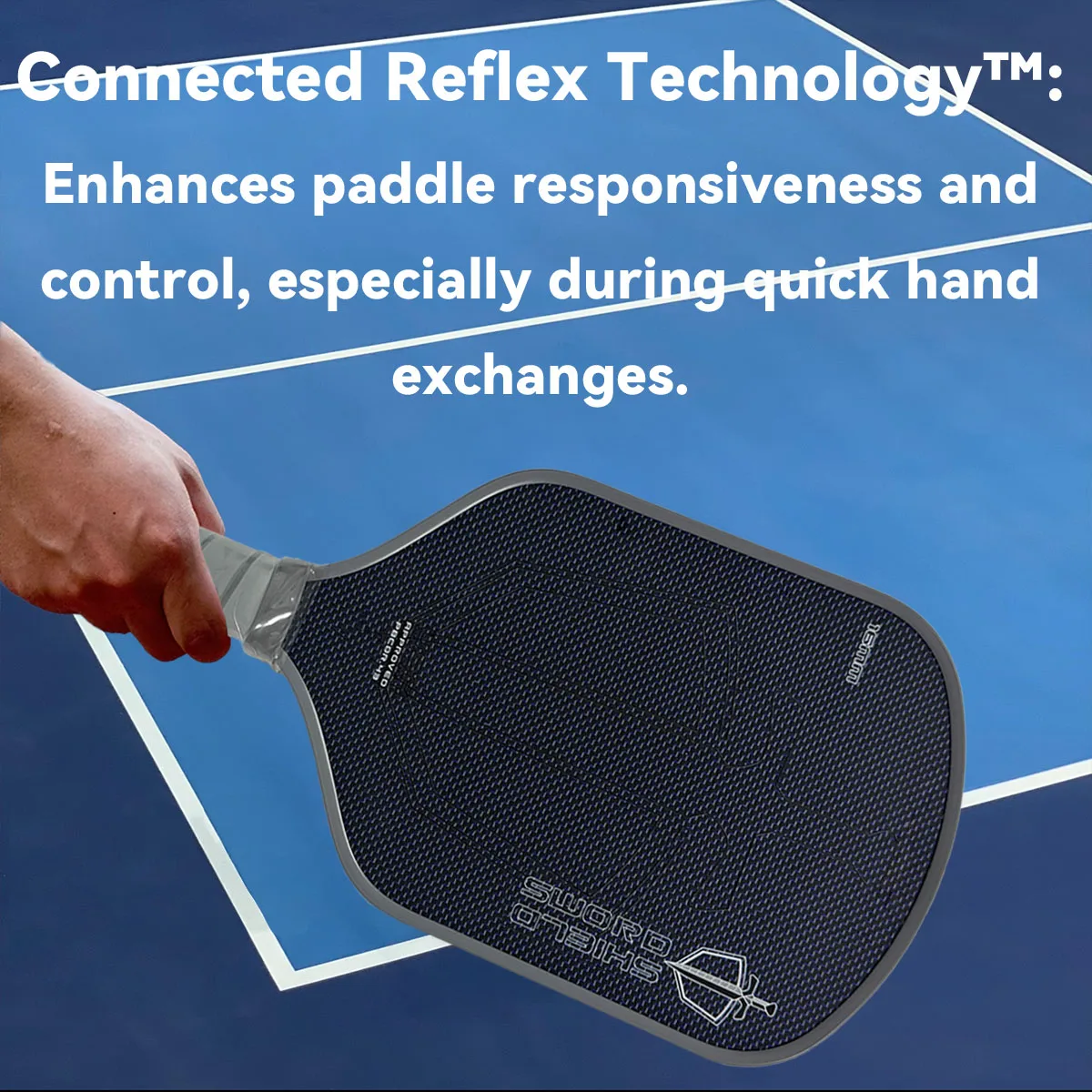 مجداف Sword & Shield J2NFT Pickleball OEM، متعدد الكثافة لجميع الطاقة الإسفنجية، والتدور، ومجداف التحكم