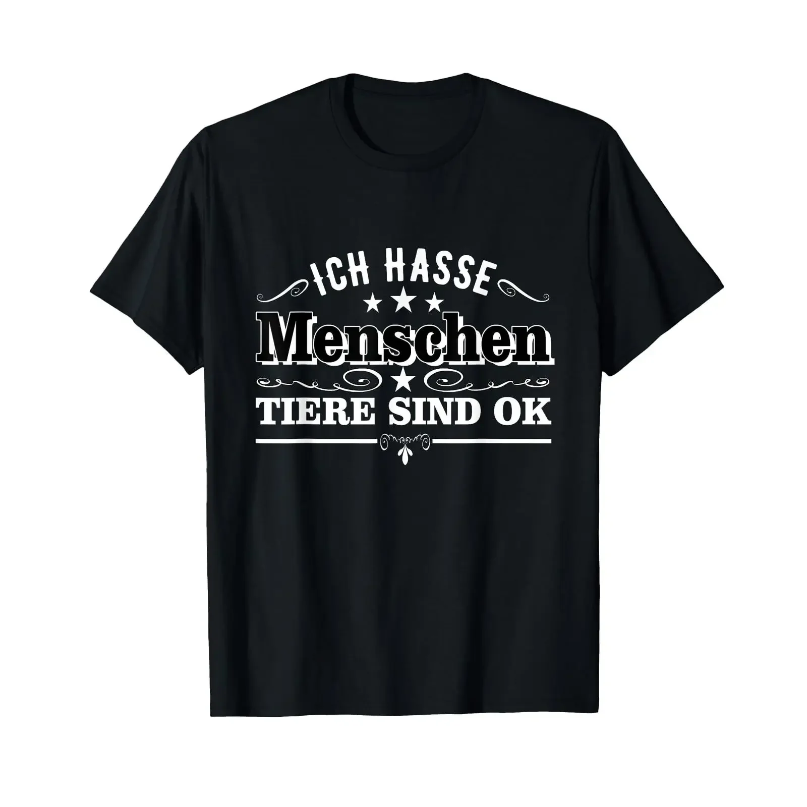 Футболка с немецким текстом «Ich Hasse Menschen Tiere Sind Ok» (Я ненавижу людей, животные — это нормально), винтажная, с эффектом потертости, повседневная, дизайнерская одежда, унисекс.