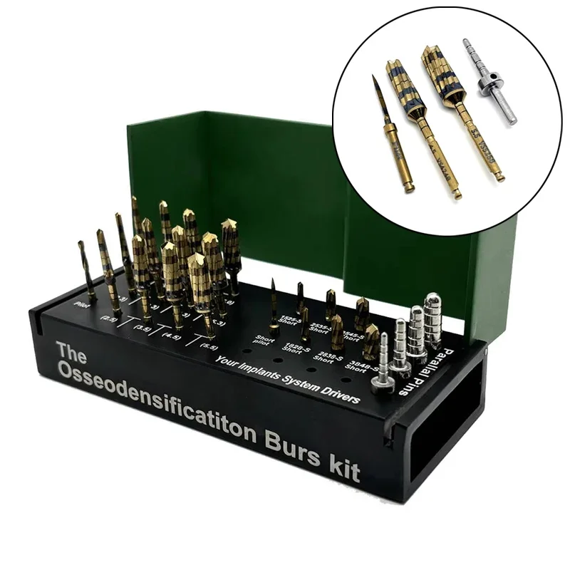 24Pcs/Kit Dental Osseodensification Burs Bone Condensing Implant Ridge Expansion Precision Kit