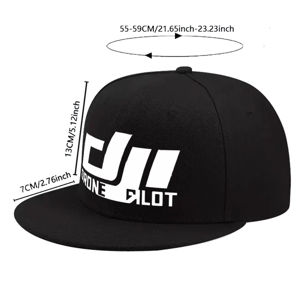 New DJI Drone Enthusiast Unisex All-Match Flat Brim Baseball Cap, Hip-Hop Hat Dad Hat, Suitable for Short Trips, Home Daily Wear
