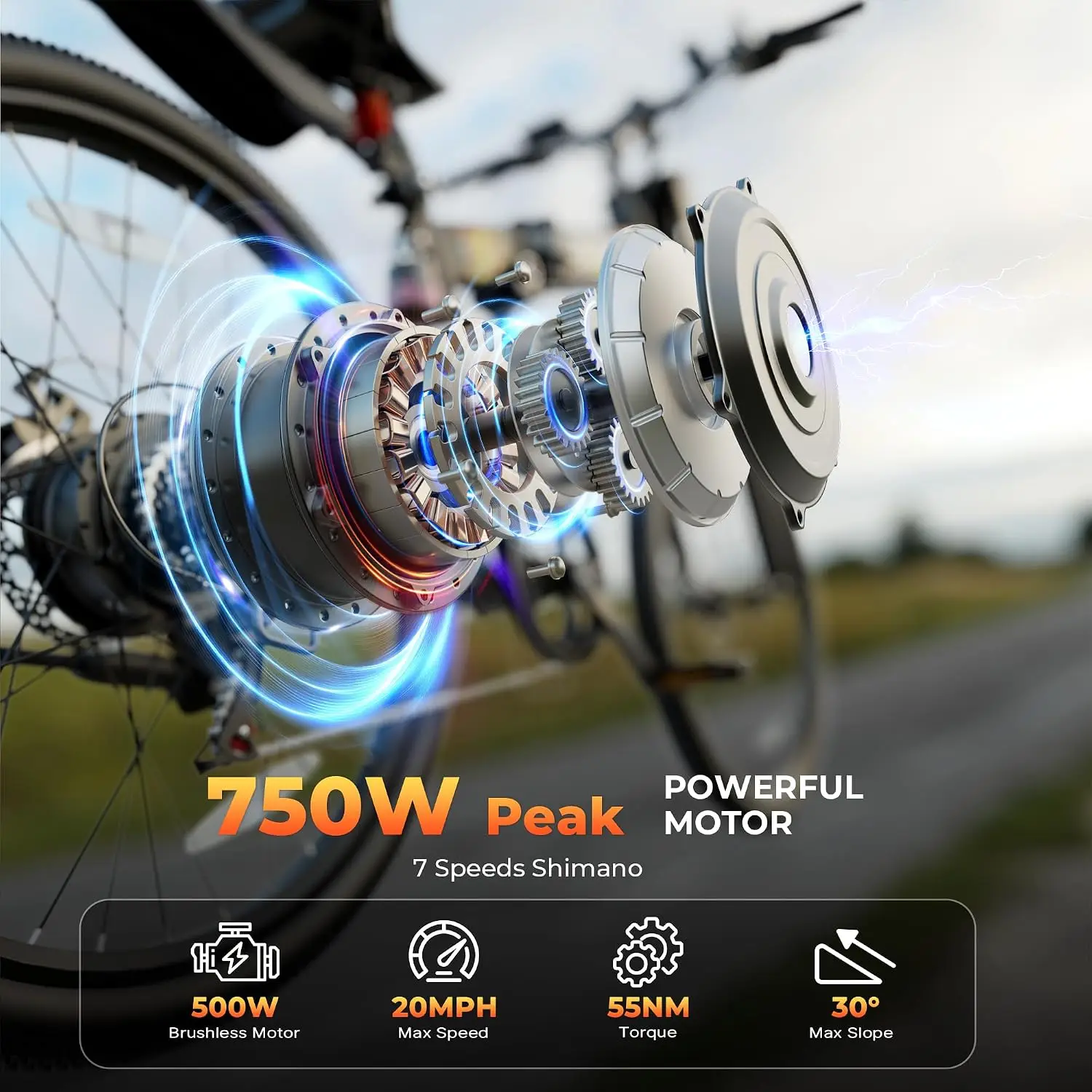 Folding Electric Bike 750W Motor 48V Removable Battery 25MPH 50 Miles Dual Disc Brakes Full Suspension All Terrain, Customized