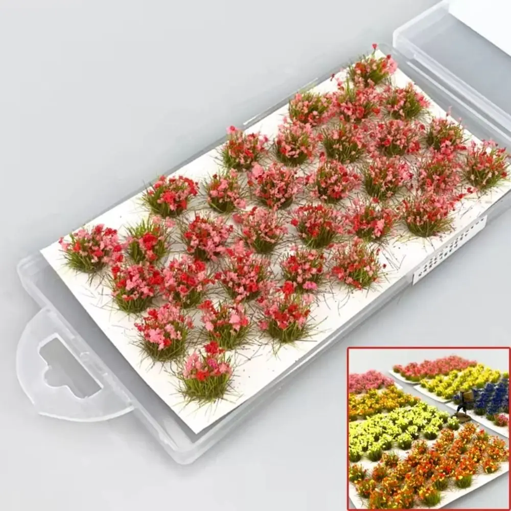 Juego de Miniaturas de Flores para Construcción de Ferrocarriles, Modelo de Hierba Pequeña, Paisaje de Pradera, Coloridas y Estáticas
