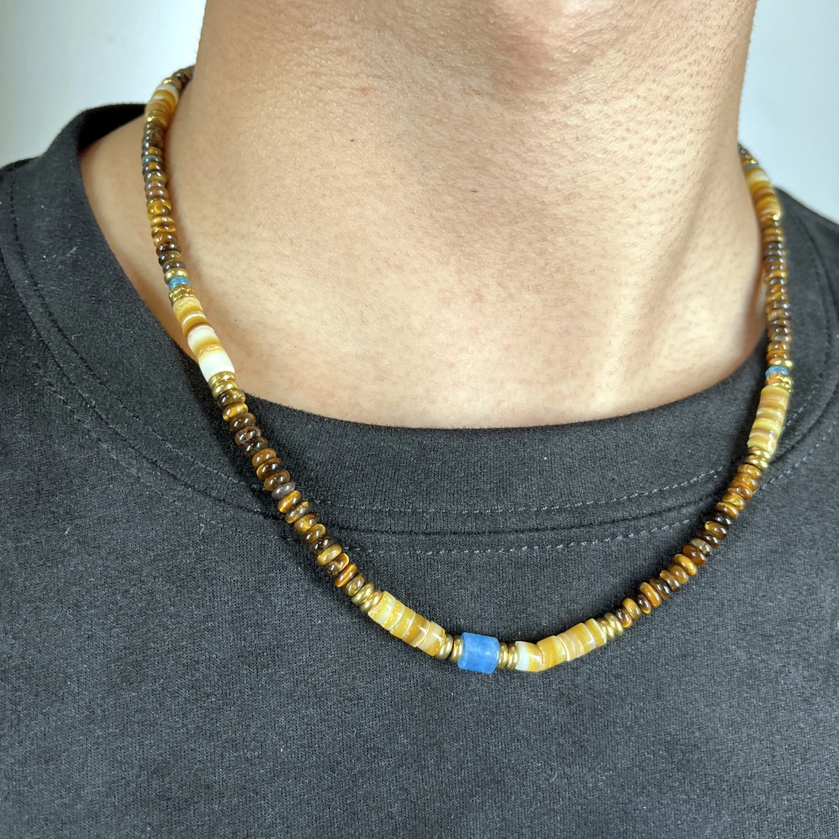 جديد البوهيمي الرجال مطرز قلادة النمر الحجر الطبيعي شل حجر موضة الاتجاه تصميم الحد الأدنى قلادة هدية تذكارية