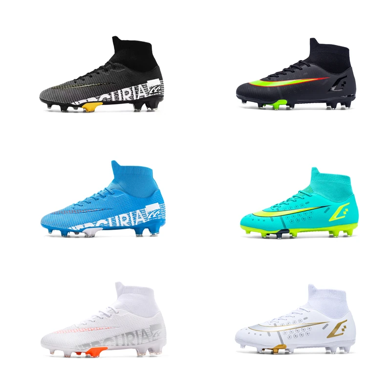 Men Soccer Shoes Adult Kids TF/FG High Ankle Football Boots Cleats Grass Training Sport Footwear 2022 Trend Men‘s Sneakers 35-45