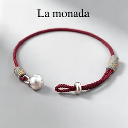 La Monada Red Thread For Hand 925 Sterling Silver Bracelets Women String Silver 925 Women Bracelet Blessing Persimmon