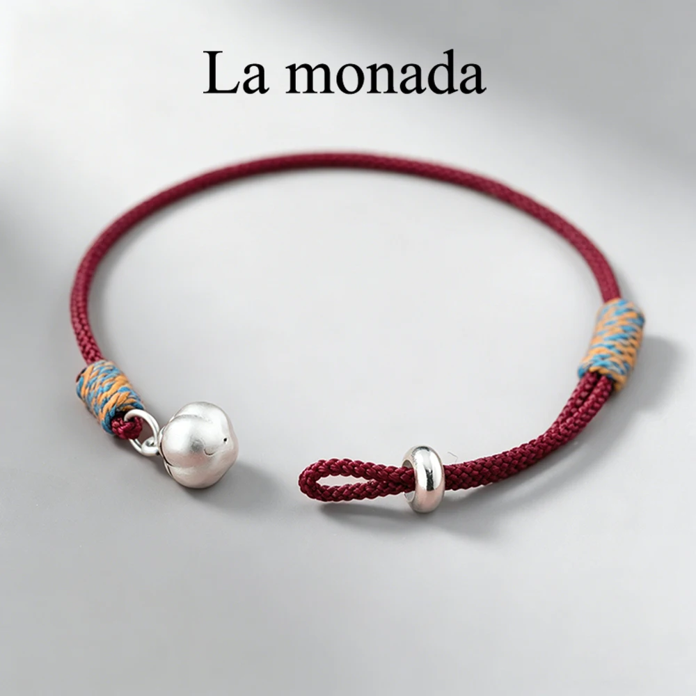 La Monada Red Thread For Hand 925 Sterling Silver Bracelets Women String Silver 925 Women Bracelet Blessing Persimmon