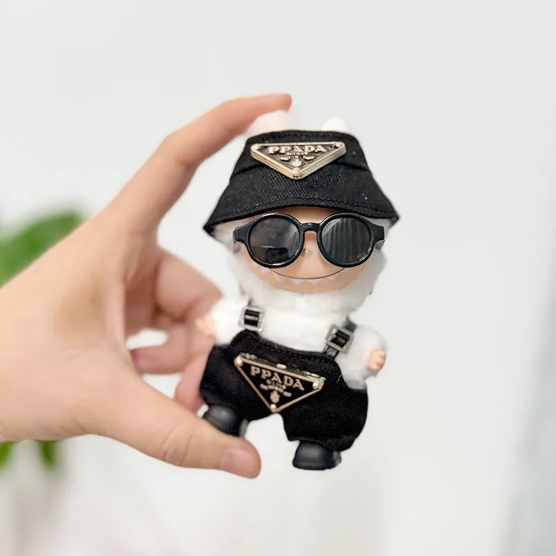 

LABUBU4.0 heart password vinyl plush pendant small nose Gaga doll clothes angel yellow monkey suit set cute