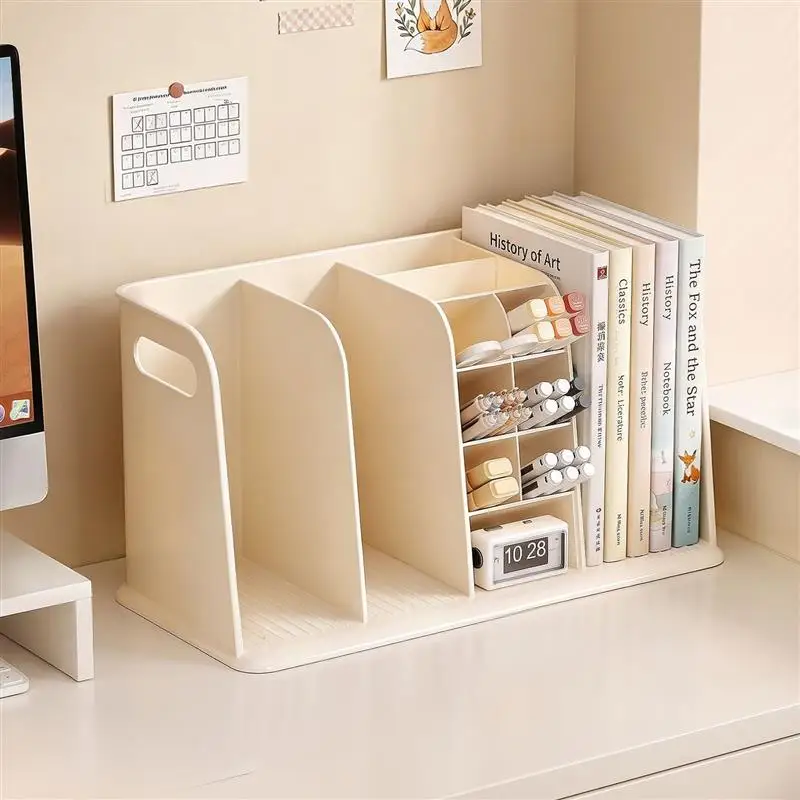 desktop-book-organizer-with-pen-holder-student-desk-book-stand-stationery-organizer-box-office-document-shelf-storage-rack