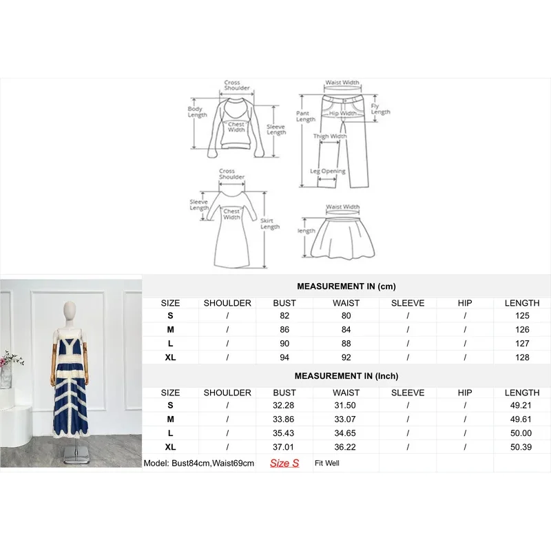 Vestido de mujer 2026 primavera nuevo blanco azul encaje Patchwork sin mangas vestidos Midi