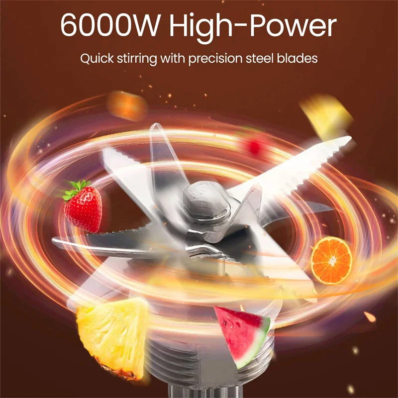 Licuadora de Alta Velocidad DWiusty 2 en 1 de 6000W, Capacidad de 2.5L, 9 Velocidades Ajustables, Trituradora de Hielo y Exprimidor, Procesador Multifunción