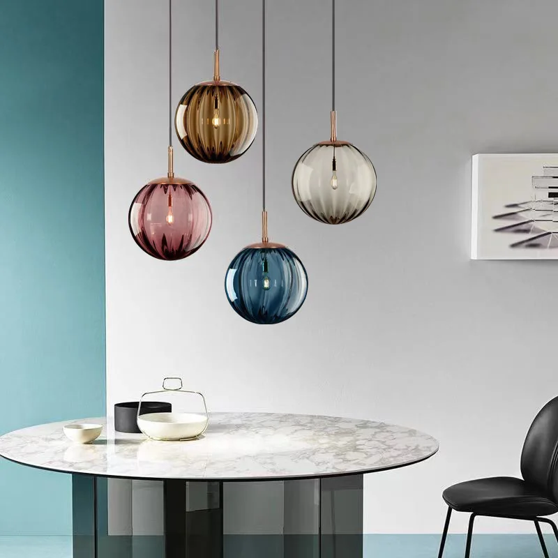 

Kitchen Pendant Light Hotel Glass Lamp Dinning Room Ceiling Lights Bedroom Modern Chandelier Lighting Shop Lamps 20cm Free Bulb