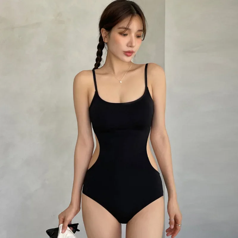 

Women's One-piece Solid Color Suspender Bikini Leak Back Sexy Simple and Thin Hot Spring Vacation Swimsuit