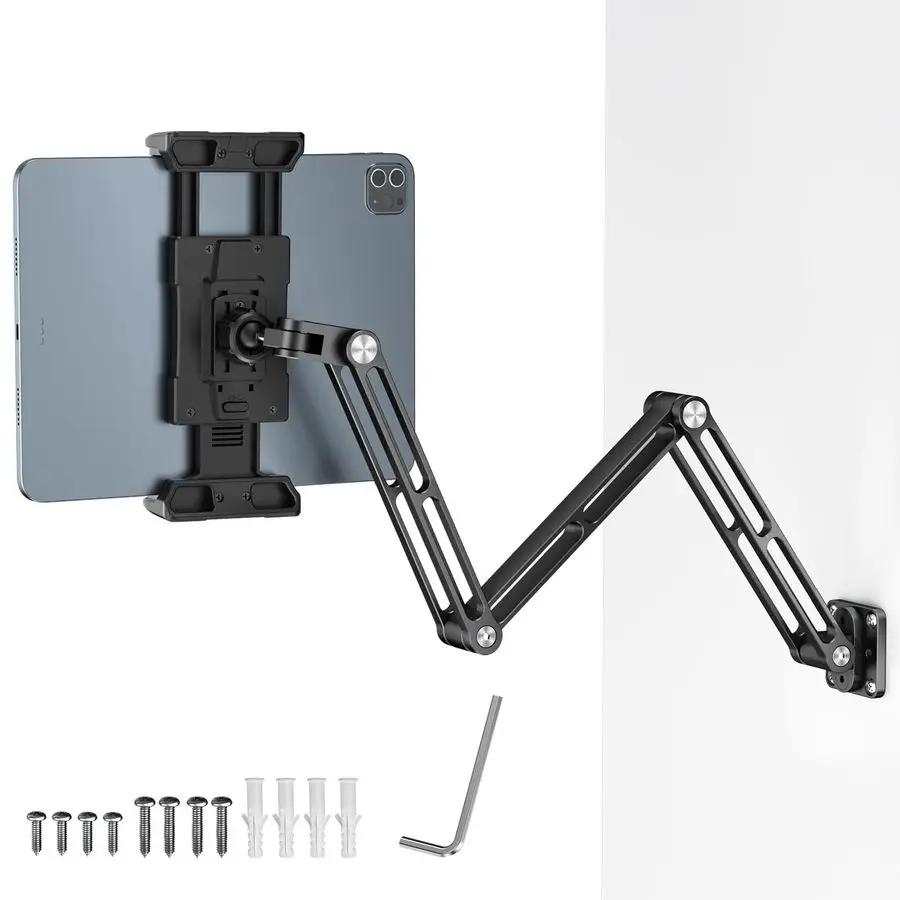 

Aluminum Tablet Wall Mount Holder 360 Adjustable amp Extendable 3Stage Arm for 513 iPad Pro Air Mini, Galaxy Tab Heavy Duty Meta