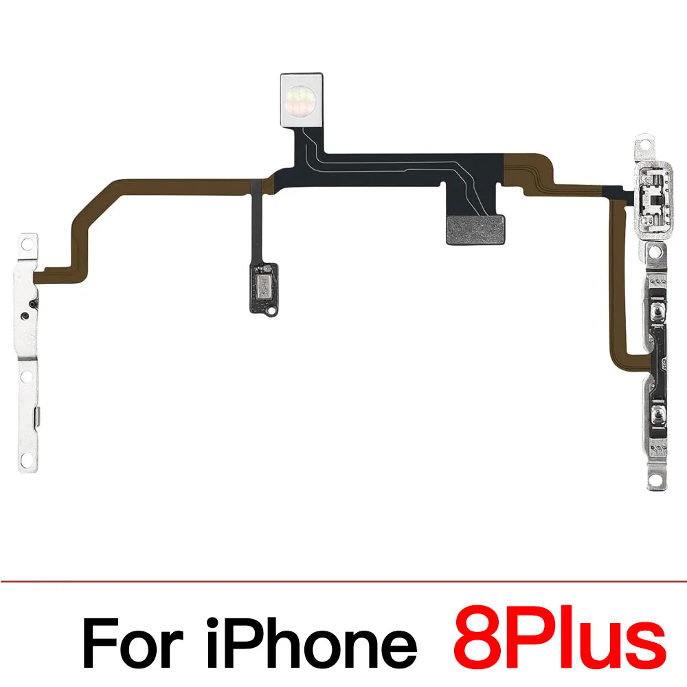 Power Volume Button Silent Switch Flex Cable With Metal Bracket Installed Replacement For iPhone 7 8 Plus