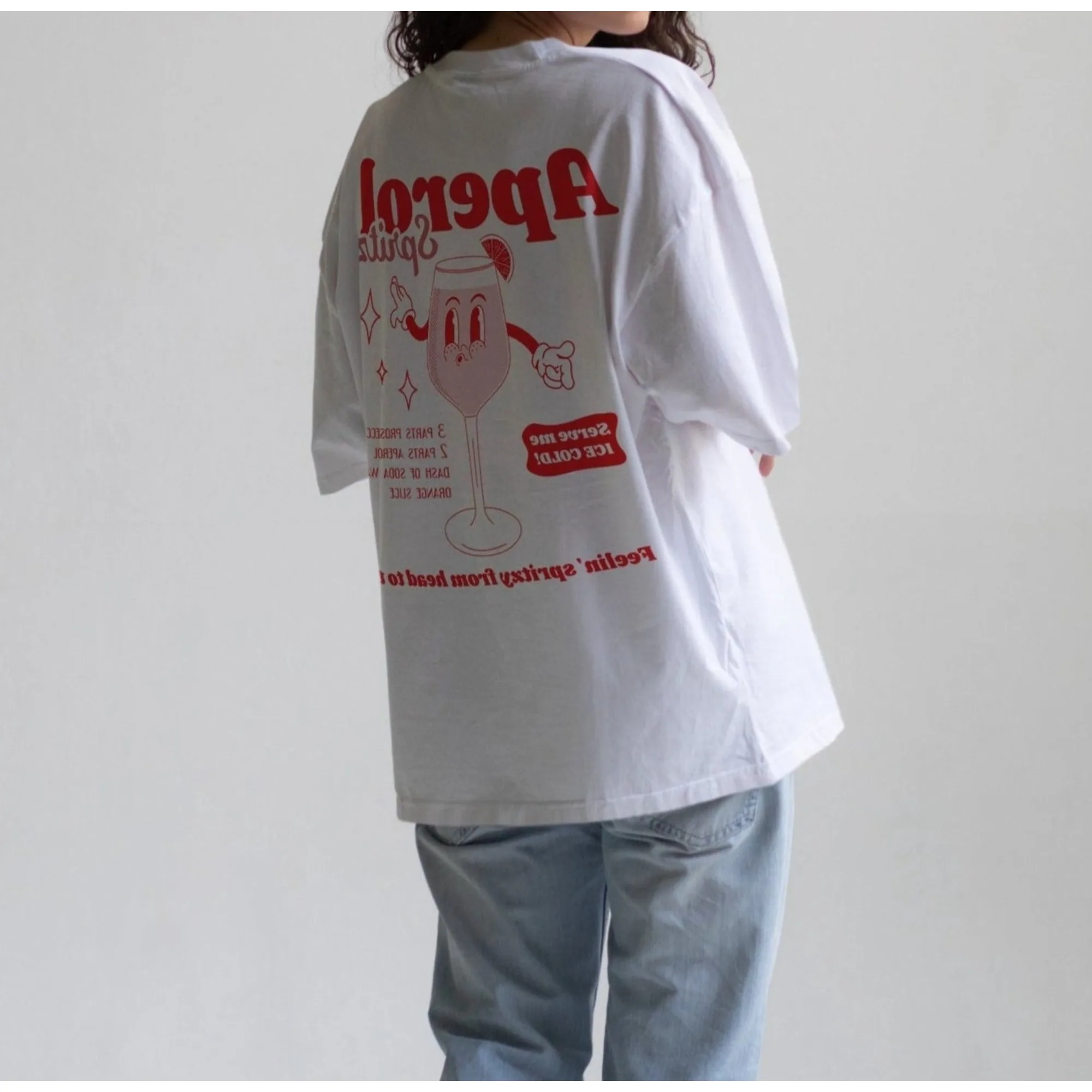 

Новые летние винтажные футболки Aperol Spritz Oversize 90-х годов с графикой Y2k для женщин, повседневные футболки с круглым вырезом, футболка большого размера Unseix