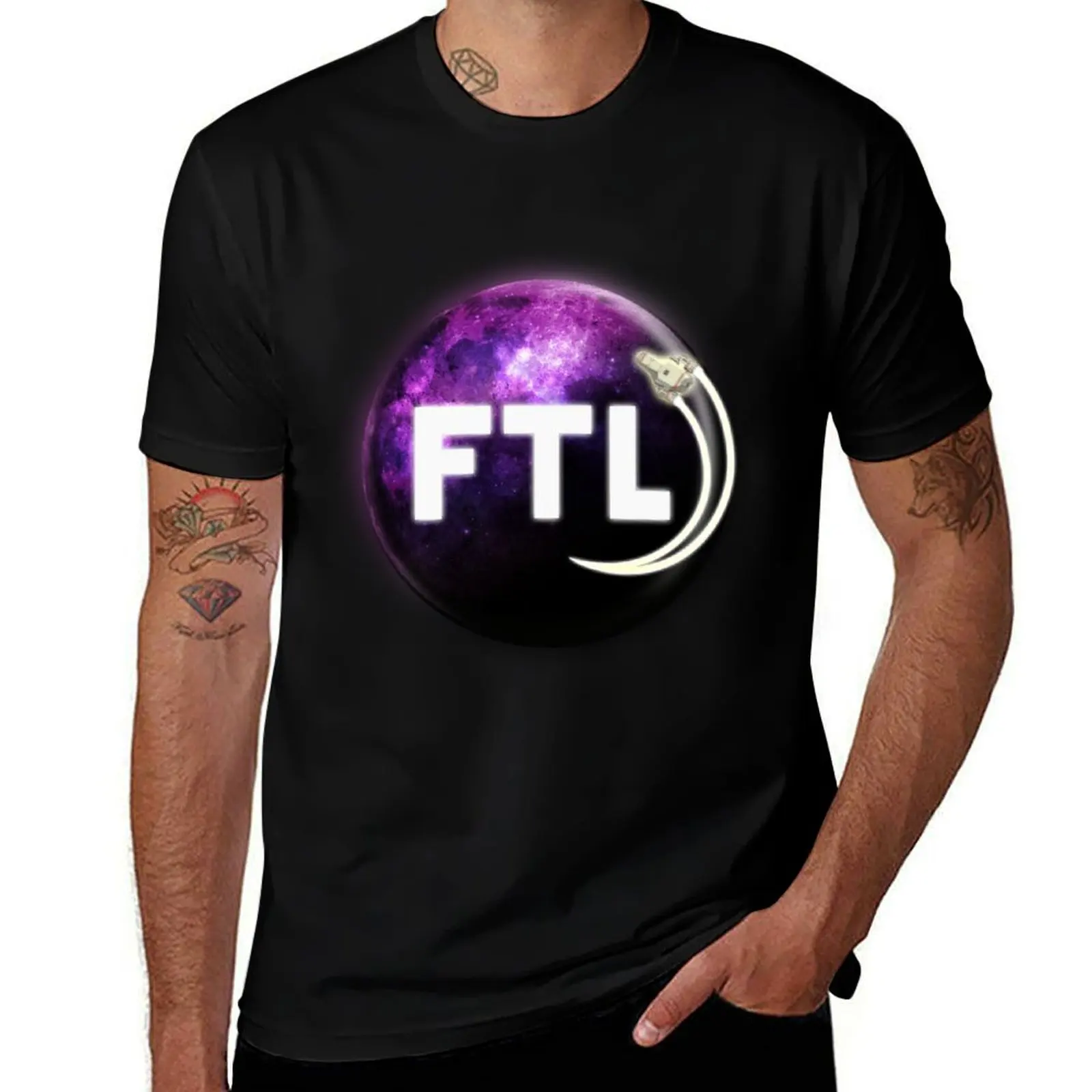 Faster Than Light. T-Shirt Simple Solid Color Crew Neck Tee T-Shirt