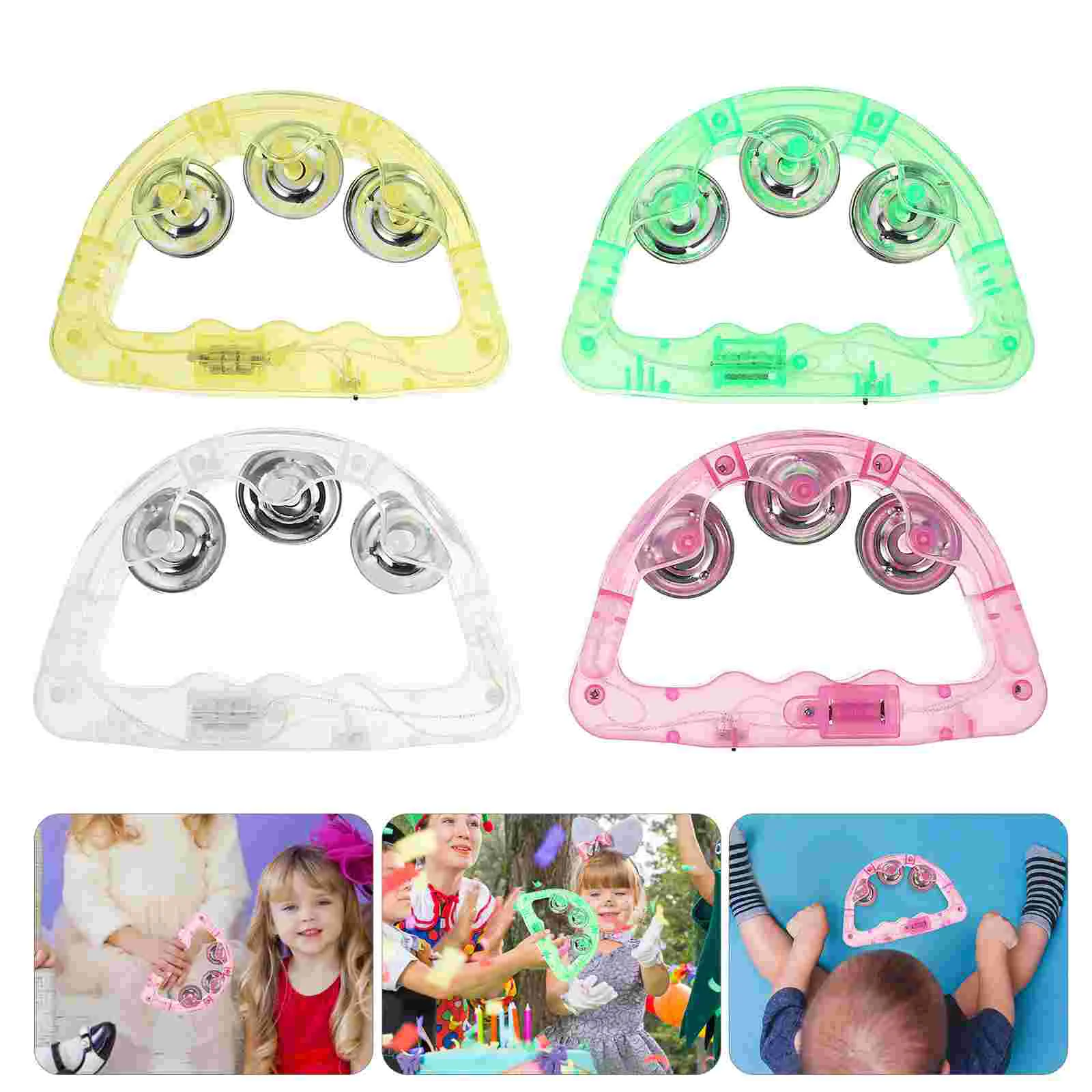 8 Pcs Flash Evening Party Stage Props Glowing Handbell Supply Luminous LED Tambourine Percussion Instrument Child