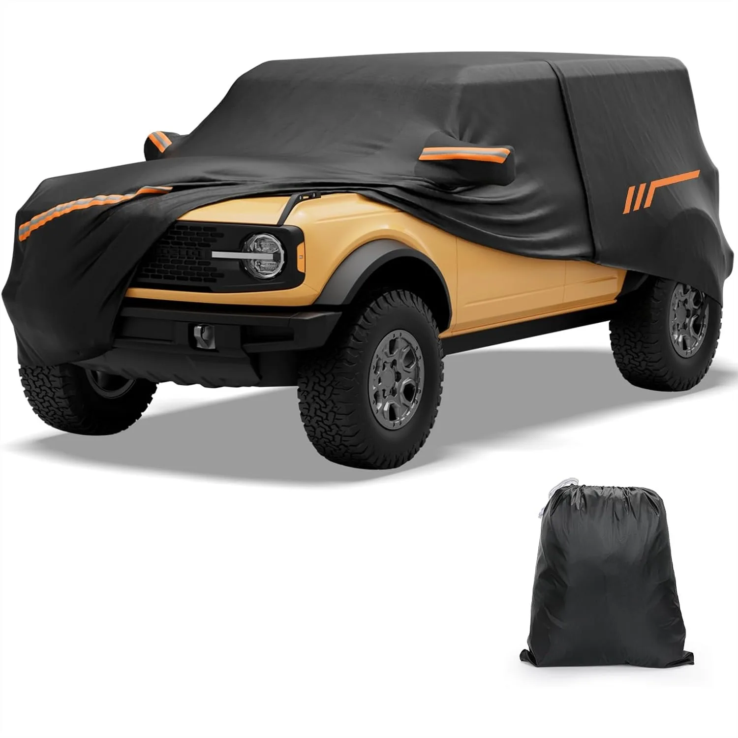 

Car Cover Compatible with Bronco 4 Door 2021-2026, All-Weather Protection with Zipper Entry & Anti-Theft Lock, UV Resistant