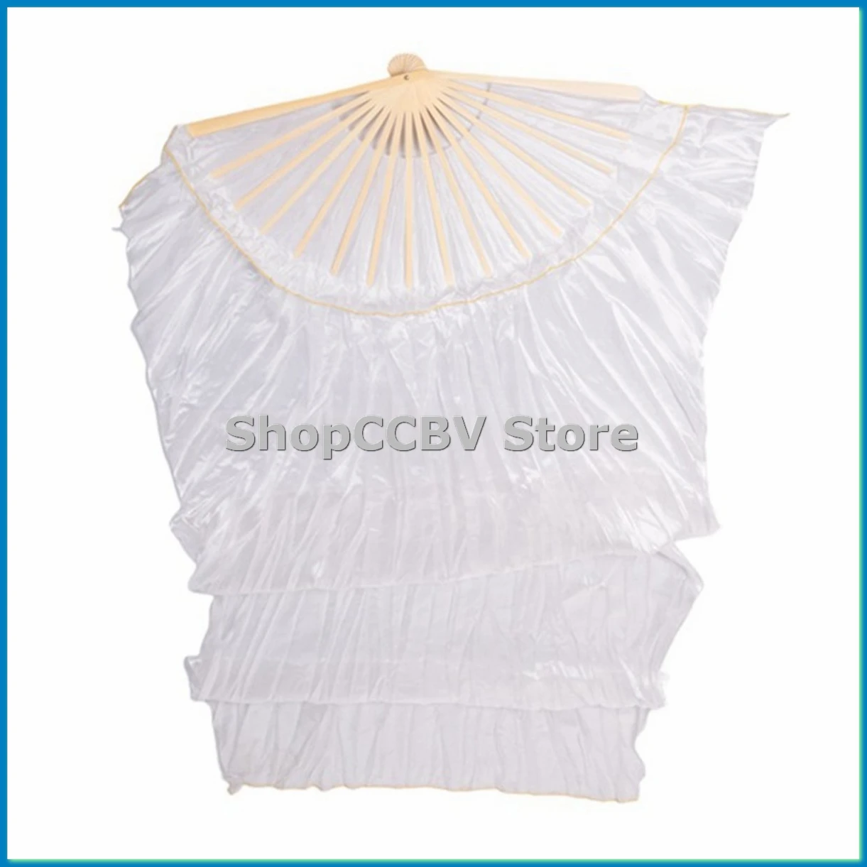 100% Silk Unisex Chinese Silk Veil Dance Fans 1Pcs Belly Dance Fans White Color 180x90Cm-A50M