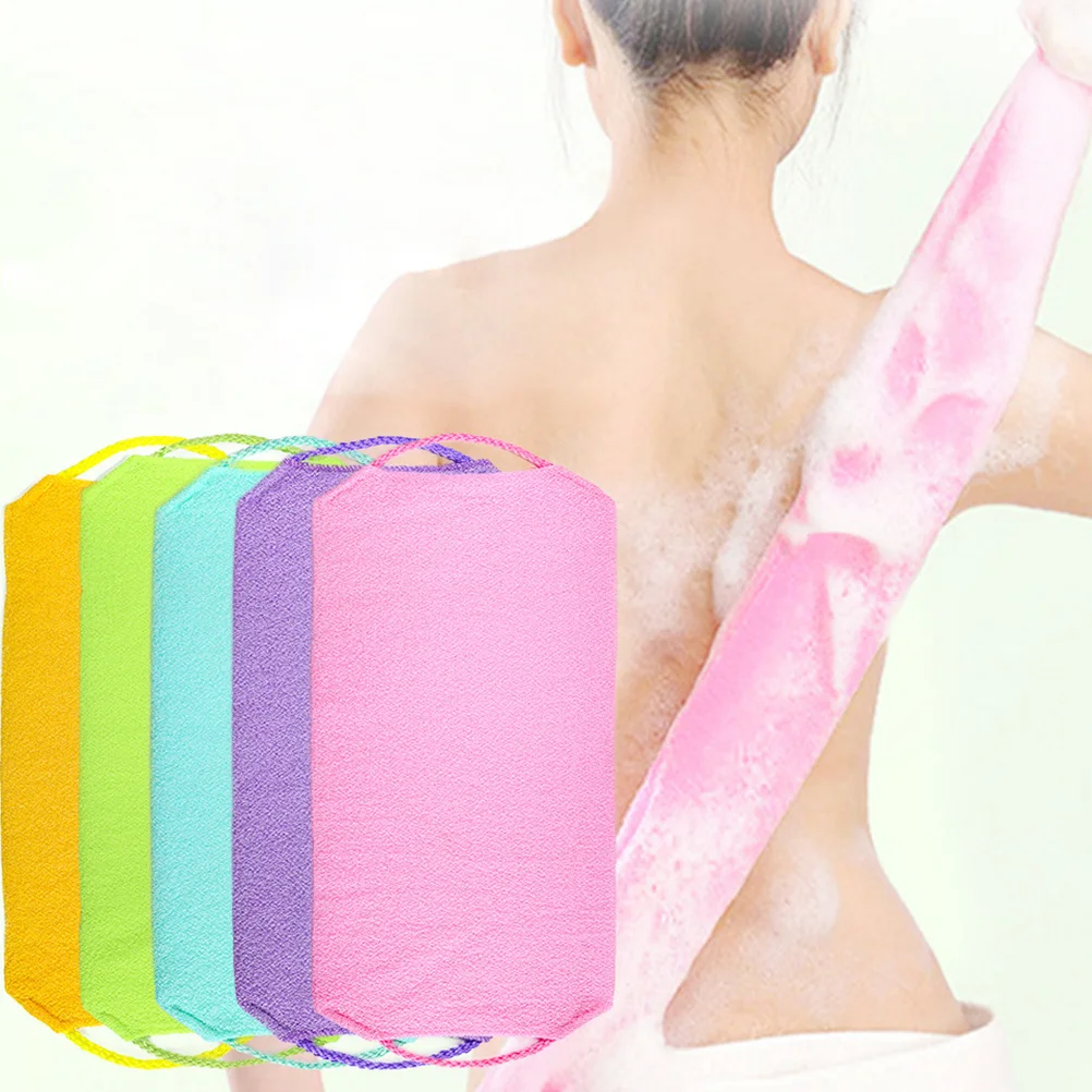 

1Pcs Exfoliating Bath Cloth Stretch Shower Wash Cloth Nylon Polyester Bamboo Fiber Drawstring Design Back Scrubber Body Massager