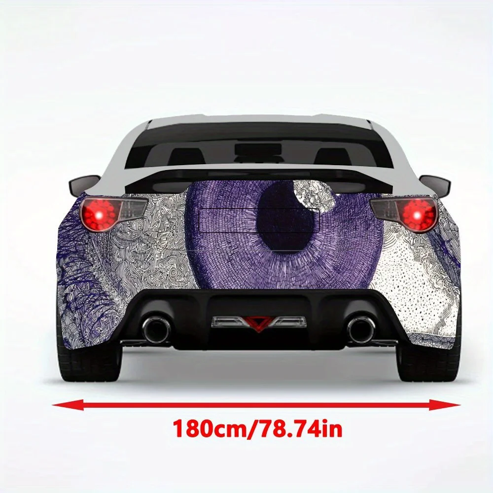 ملصق سيارة بعين أرجوانية مع رموز غامضة، ملصق فينيل لخلف السيارة، ملصقات فينيل ذاتية اللصق مقاومة للماء لسيارة تاي #2