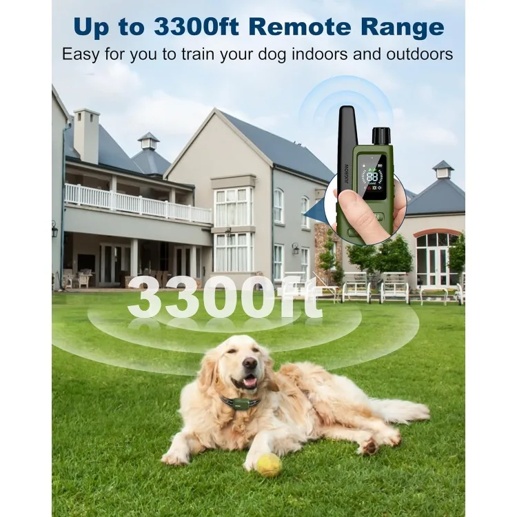 Dog Shock Collar - 3300FT Dog Training Collar with Remote Innovative IPX7 Waterproof with 4 Training Modes, Rechargeable