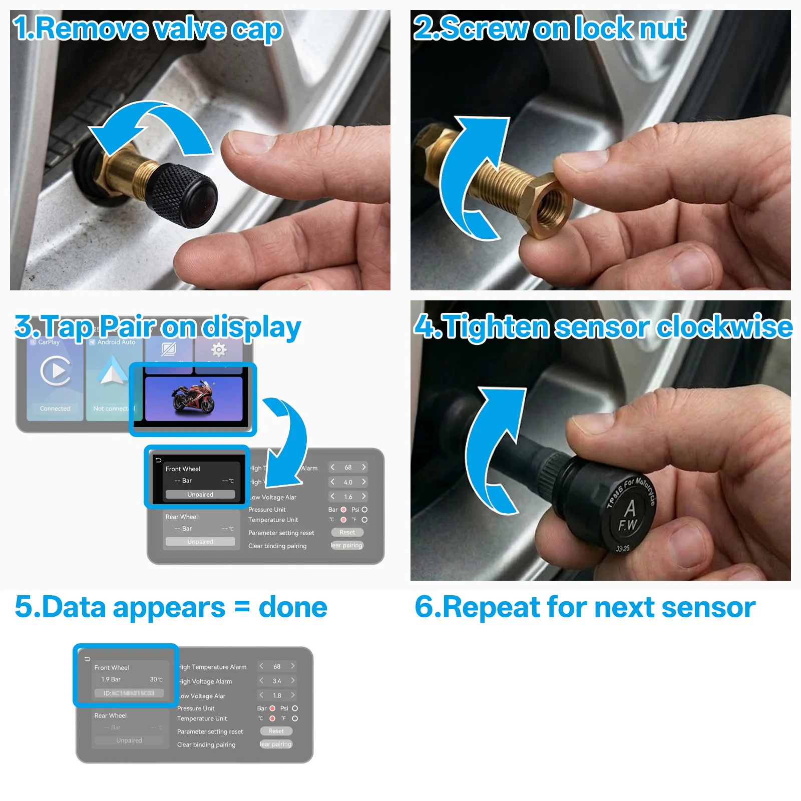 Wireless TPMS, Compatible with L300 Motorcycle Screen Dedicated Tire Pressure Sensor image 2