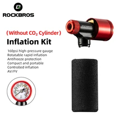 ROCKBROS Bike CO2 Pump Nozzle MTB Road Bicycle CO2 Pump Nozzle Pressure Gauge Air Pump CO2 Inflator Nozzle Cycling Accessories