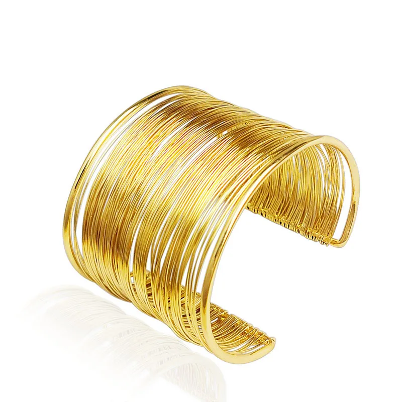 LW  Arrival Punk Style Gold Color Alloy Cuff Bracelets For Women Vintage Geometric Metal Bangles For Women Dorado Bangle Jewelry