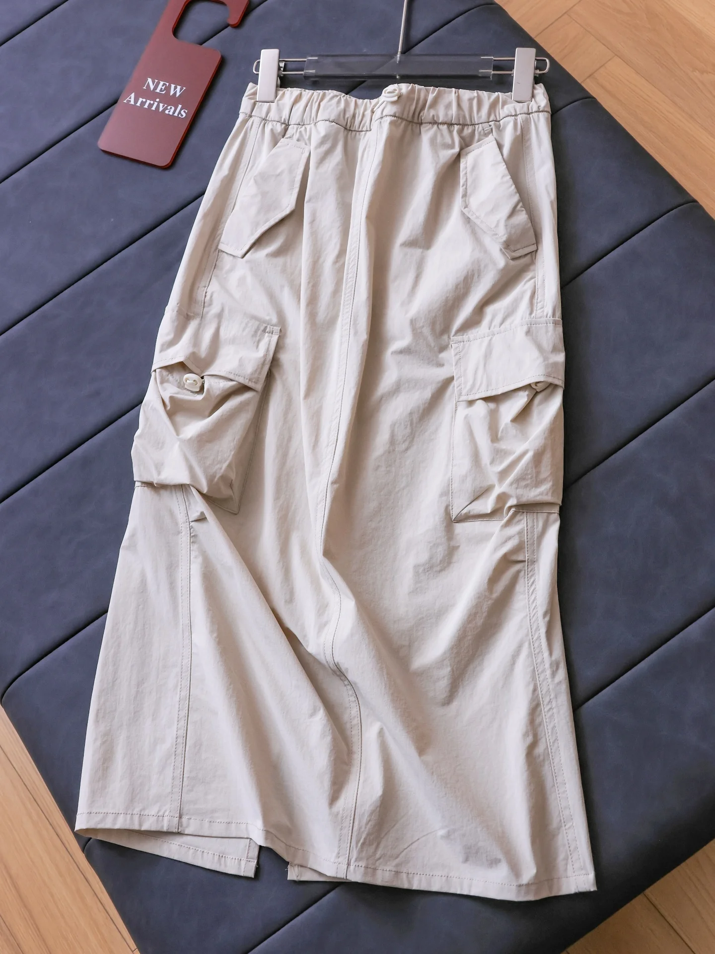 Quick Dry Cool Feeling Women's Half-length Skirt Casual Style Pocket Design Workwear Long Dress Sun Protection High Waist Nyl...