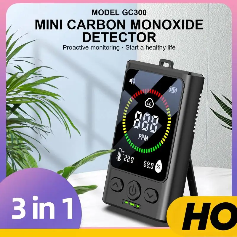 

Портативный детектор CO 3-в-1, перезаряжаемый монитор температуры и влажности 1000 мАч Type-C с быстрой звуковой сигнализацией для дома, путешествий, отеля, в помещении