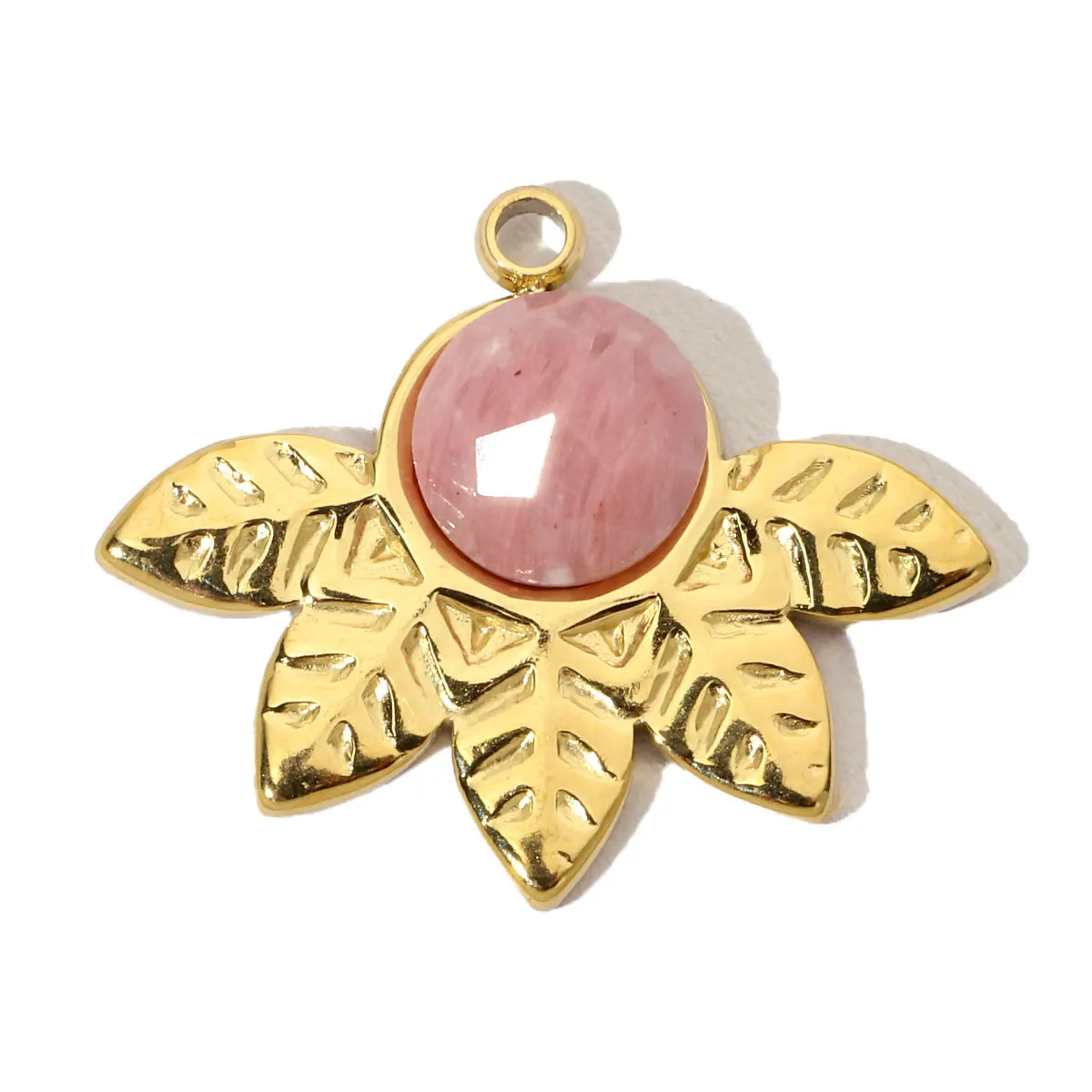 3pcs/Lot French Leaf Natural Stone Stainless Steel Diy Charms Women African Pine Star Necklace Pendant Chalchite Jewelry