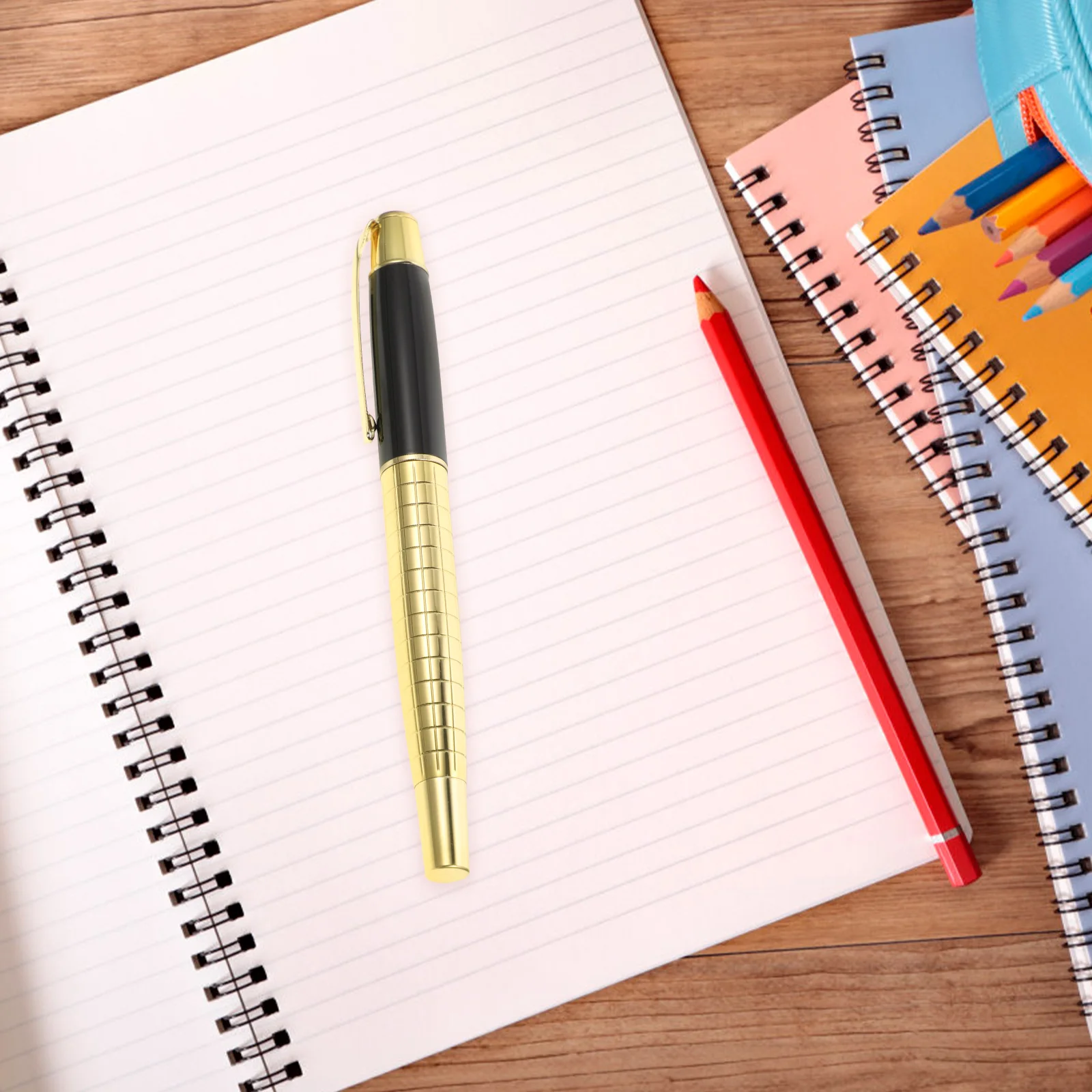 

Metal Writing Fine Tip Gel Portable Office Business With Lid Refillable For Stationery Gift Sign Pen