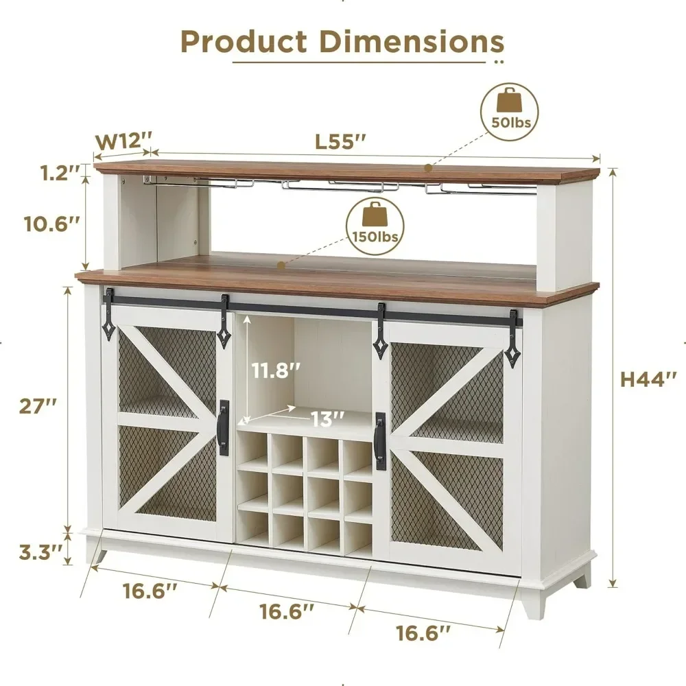 Coffee Bar Cabinet with LED Lights, 55