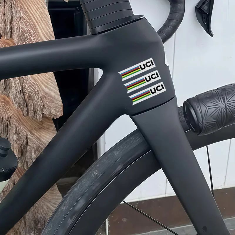 

9 Pieces/Set UCI Rainbow Striped Bike Sticker, Waterproof Vinyl Sticker for Bike Helmet Frame Trim
