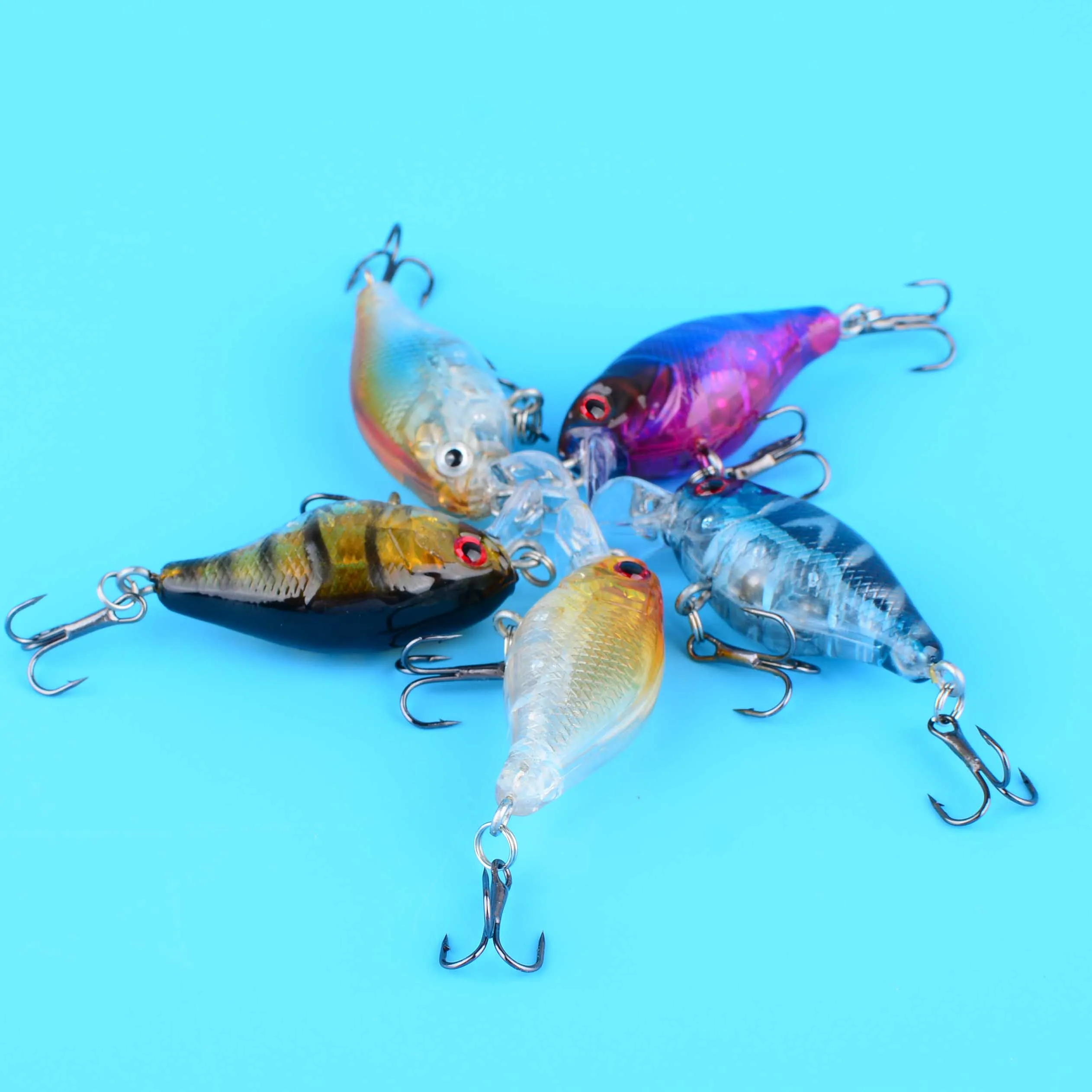 Crankbait flotante de plástico para lucio y trucha, manivela