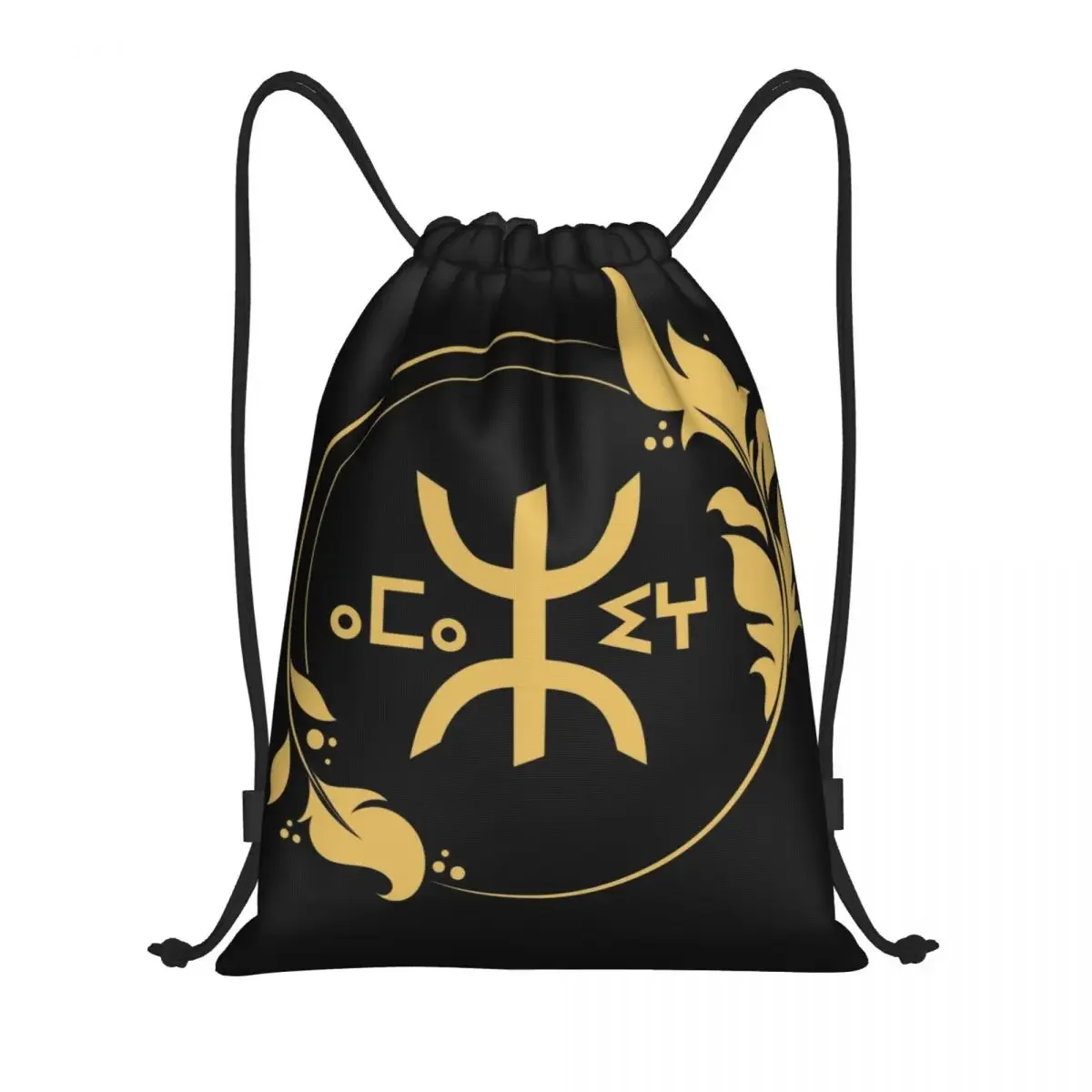 Amazigh Pride Tifinagh Patriotic Kabyle Drawstring Bag Portable Sports Gym Sackpack Traditional Amazigh Shopping Backpacks