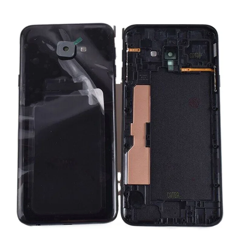 For Samsung Galaxy J4 Core J410 J410F SM-J410F/DS Housing Back Battery Cover Rear Door Case with Middle Frame+Camera lens