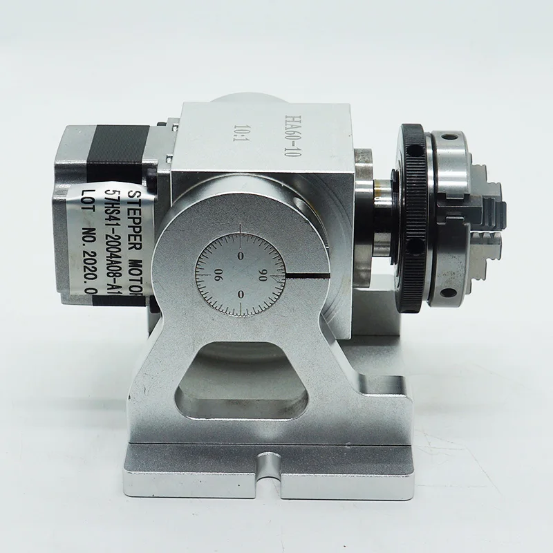 CNC Planetary Gear 4th Rotary Axis 65 100mm Chuck CNC A Axis Speed Reducing Ratio 10:1 For Laser Marking Machine