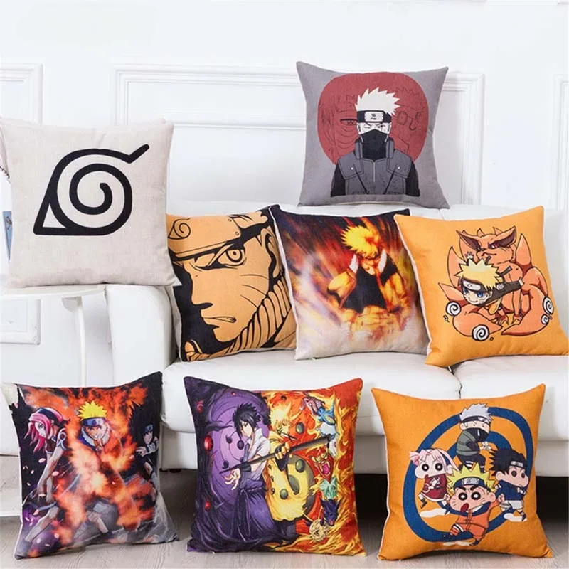 

Stylish Japanese Anime Naruto Linen Soft Pillowcase, Size 45cmx45cm Home Bedroom Hotel Car Decoration, Soft and Comfortable, ..