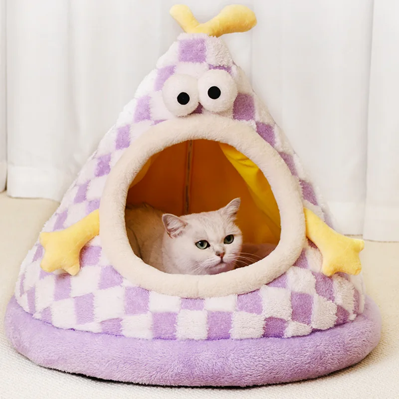 

New Deep Sleep Comfort In Winter Cat Bed Thicken Cat Dog Cave Cat's House Products Pets Tent Cozy Cave Cat Beds Indoor For Dog