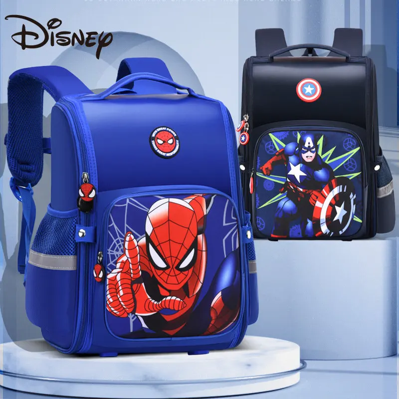 MINISO Disney Boys Cartoon All-in-One Backpack Spine Protector Marvel Captain America Schoolbag for Primary School Students